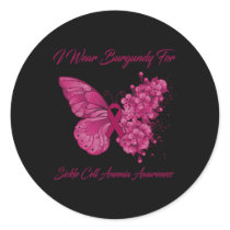Butterfly I Wear Burgundy For Sickle Cell Anemia A Classic Round Sticker