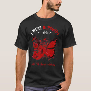 Butterfly I Wear Burgundy For Sickle Cell Anemia A T-Shirt