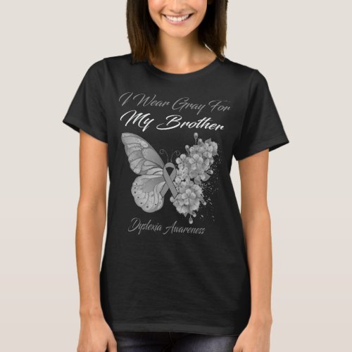 Butterfly I WEAR GRAY FOR My BROTHER Dyslexia  T_Shirt