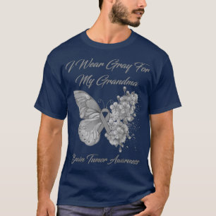 Butterfly I Wear Gray For My Grandma Brain Tumor A T-Shirt