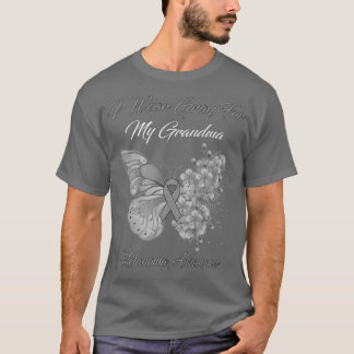 Butterfly I Wear Gray For My Grandma Melanoma Awar T-Shirt