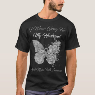 Butterfly I Wear Gray For My Husband Charcot Marie T-Shirt