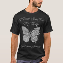 Butterfly I Wear Gray For My Mama Brain Tumor Awar T-Shirt