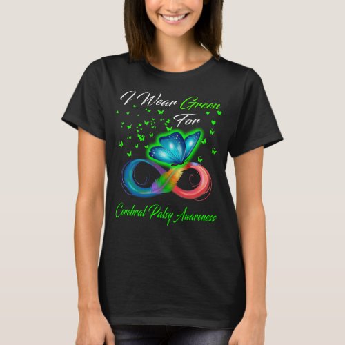 Butterfly I Wear Green For Cerebral Palsy  T_Shirt