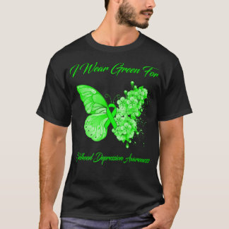 Butterfly I Wear Green For Childhood Depression Aw T-Shirt