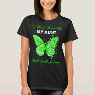 Butterfly I Wear Green For My Aunt Mental Health T-Shirt