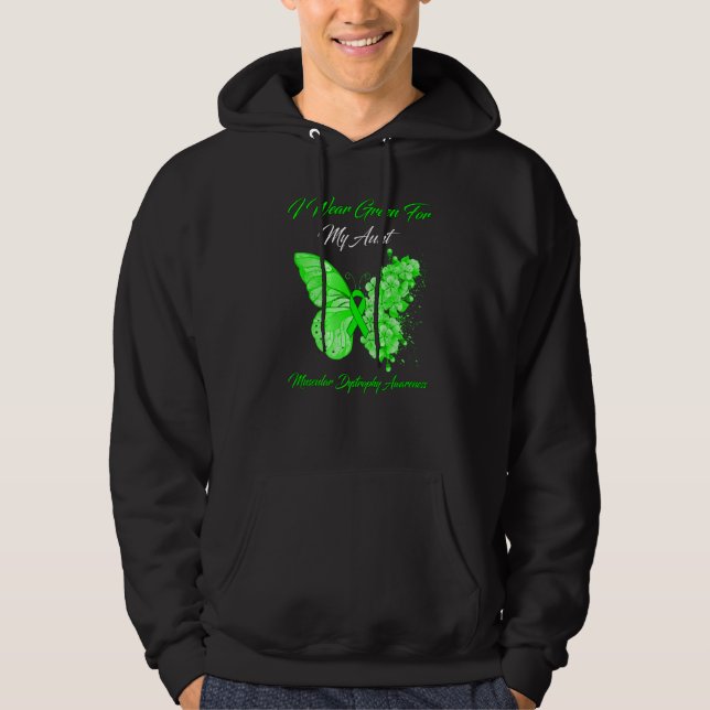 Butterfly I Wear Green For My Aunt Muscular Dystro Hoodie (Front)