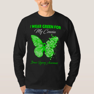 Butterfly I Wear Green For My Cousin Brain Injury  T-Shirt