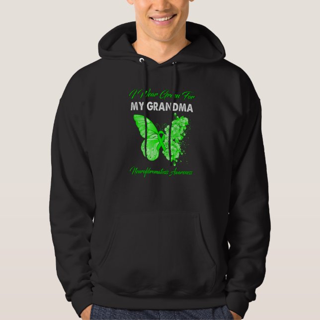Butterfly I Wear Green For My Grandma Neurofibroma Hoodie (Front)