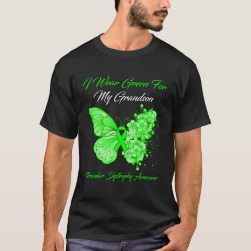 Butterfly I Wear Green For My Grandson Muscular Dy T_Shirt