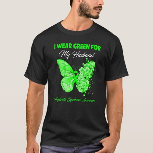 Butterfly I Wear Green For My Husband Nephrotic Sy T_Shirt