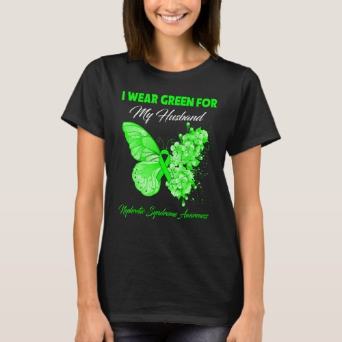 Butterfly I Wear Green For My Husband Nephrotic Sy T_Shirt