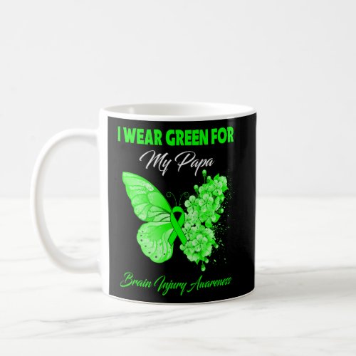 Butterfly I Wear Green For My Papa Brain Injury Aw Coffee Mug