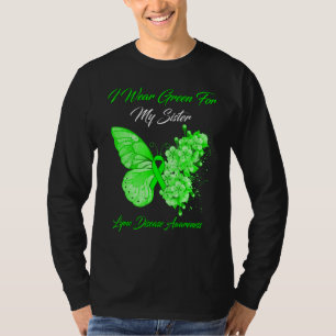 Butterfly I Wear Green For My Sister Lyme Disease  T-Shirt