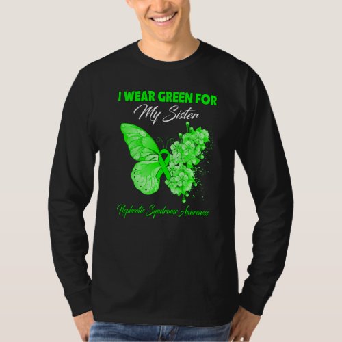 Butterfly I Wear Green For My Sister Nephrotic Syn T_Shirt