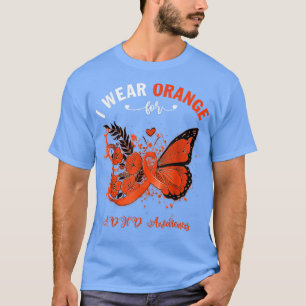 Butterfly I Wear Orange For ADHD Awareness T-Shirt