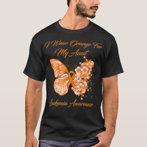 Butterfly I Wear Orange For My Aunt Leukemia Aware T_Shirt