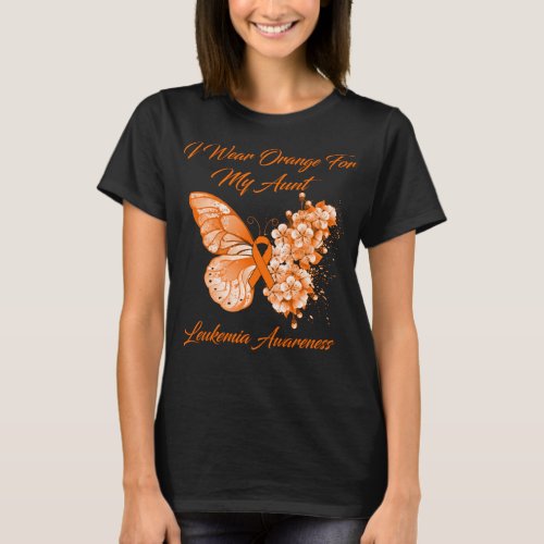 Butterfly I Wear Orange For My Aunt Leukemia  T_Shirt