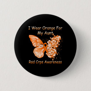 Butterfly I Wear Orange For My Aunt Rsd Crps Aware Button