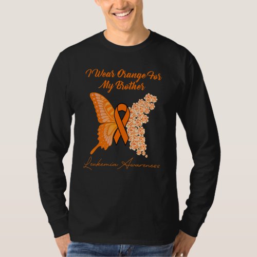 Butterfly I Wear Orange For My Brother Leukemia Aw T_Shirt