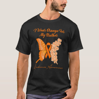 Butterfly I Wear Orange For My Brother Leukemia Aw T-Shirt