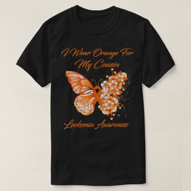 Butterfly I Wear Orange For My Brother Leukemia Aw T-Shirt (Design Front)