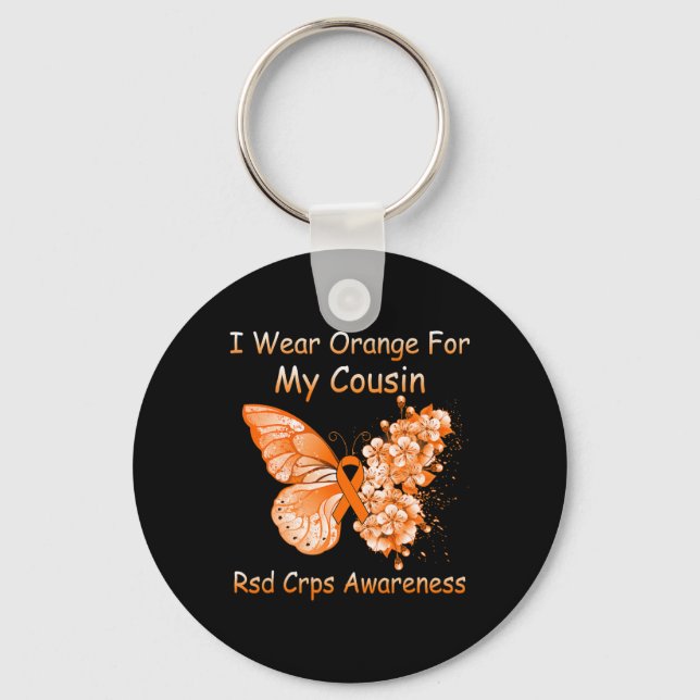 Butterfly I Wear Orange For My Cousin Rsd Crps Awa Keychain (Front)