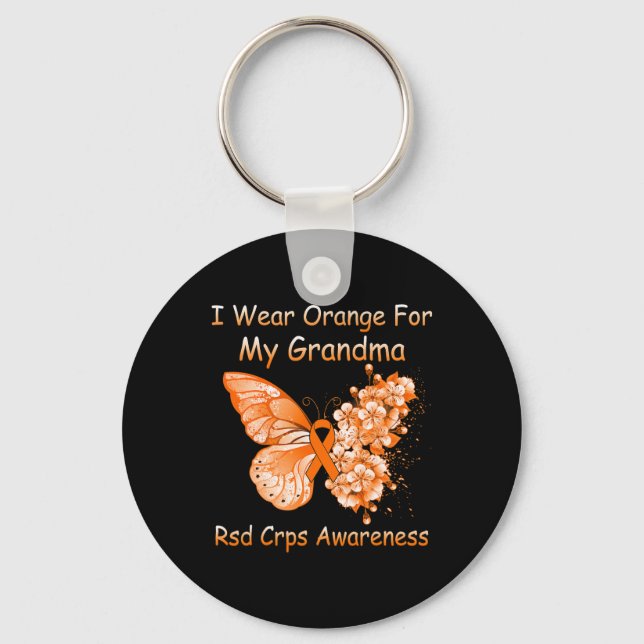 Butterfly I Wear Orange For My Grandma Rsd Crps Aw Keychain (Front)