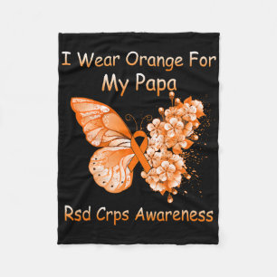Butterfly I Wear Orange For My Papa Rsd Crps Aware Fleece Blanket