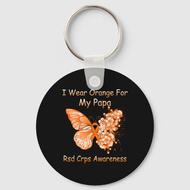 Butterfly I Wear Orange For My Papa RSD CRPS Aware Keychain (Front)