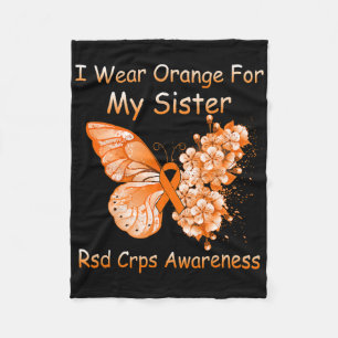 Butterfly I Wear Orange For My Sister Rsd Crps Awa Fleece Blanket