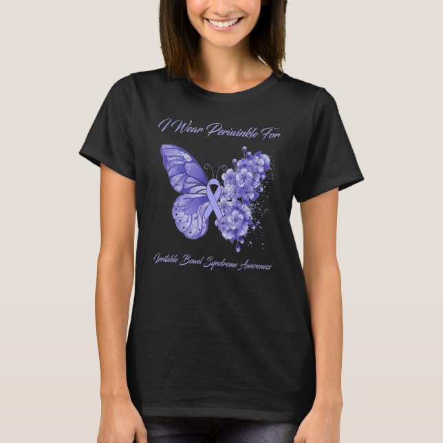 Butterfly I Wear Periwinkle For Irritable Bowel Sy T-Shirt (Front)