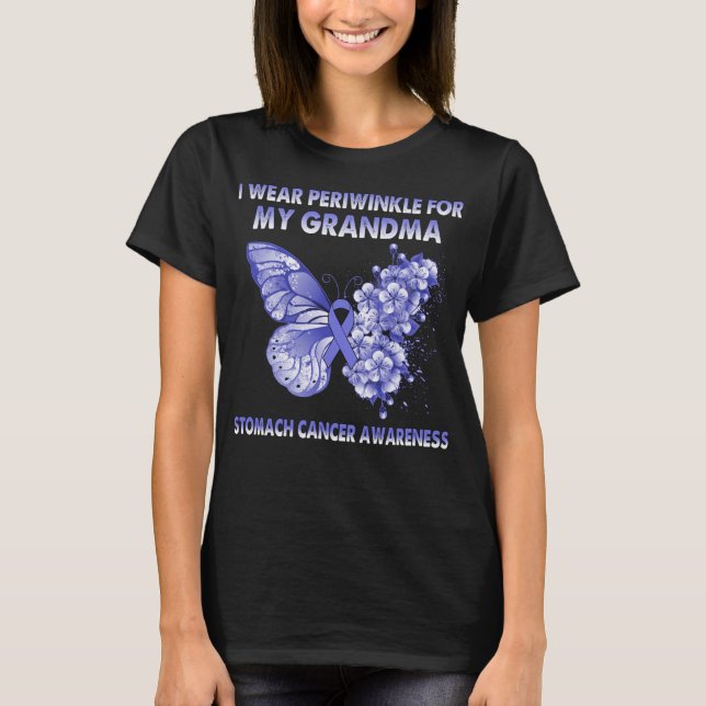 Butterfly I Wear Periwinkle For My Grandma Stomach T-Shirt (Front)
