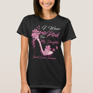 Butterfly I Wear Pink For My Daughter Breast Cance T-Shirt