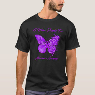Butterfly I Wear Purple For Alzheimer's Awareness T-Shirt