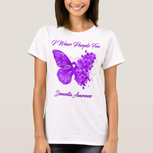 Butterfly I Wear Purple For Dementia Awareness T-Shirt