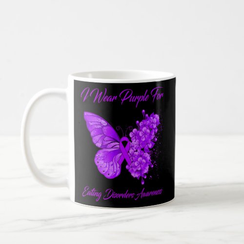Butterfly I Wear Purple For Eating Disorders Aware Coffee Mug