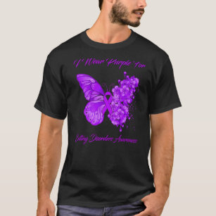 Butterfly I Wear Purple For Eating Disorders Aware T-Shirt