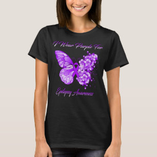 Butterfly I Wear Purple For Epilepsy Awareness T-Shirt