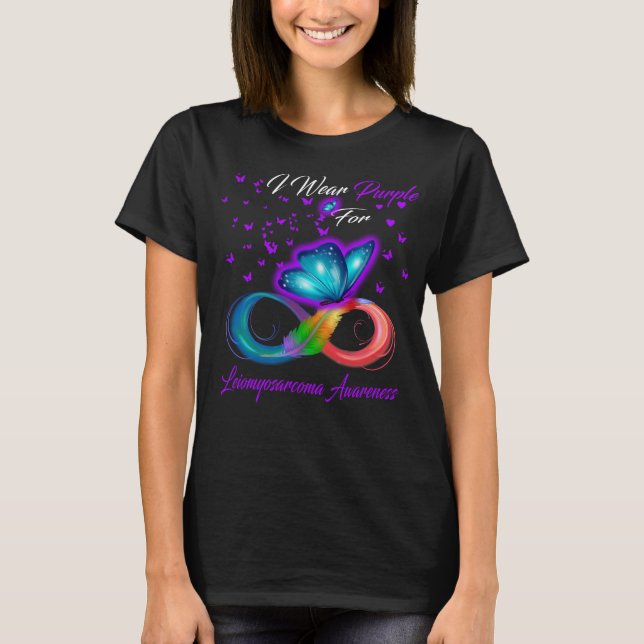 Butterfly I Wear Purple For Leiomyosarcoma  T-Shirt (Front)
