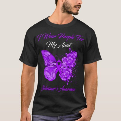 Butterfly I Wear Purple For My Aunt Alzheimers Aw T_Shirt