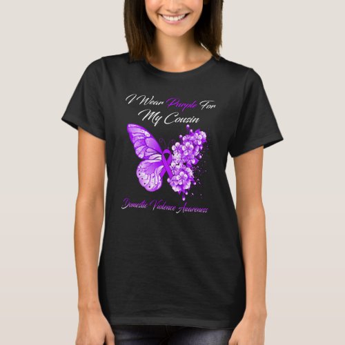 Butterfly I Wear Purple For My Cousin Domestic Vio T_Shirt