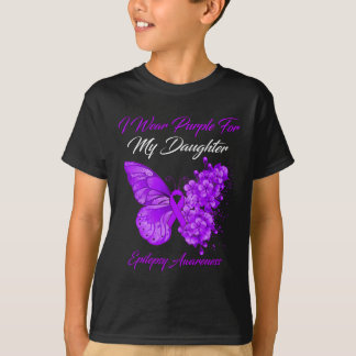 Butterfly I Wear Purple For My Daughter Epilepsy A T-Shirt