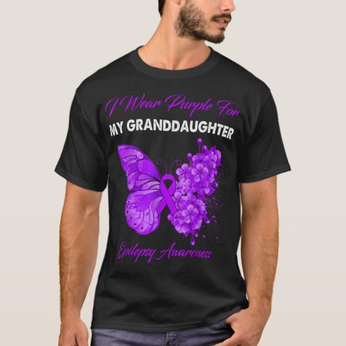 Butterfly I Wear Purple For My Granddaughter Epile T_Shirt