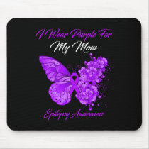 Butterfly I Wear Purple For My Mom Epilepsy Awaren Mouse Pad
