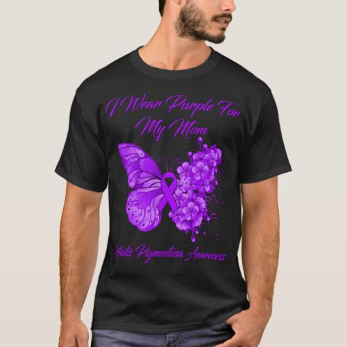 Butterfly I Wear Purple For my Mom Retinitis Pigme T_Shirt
