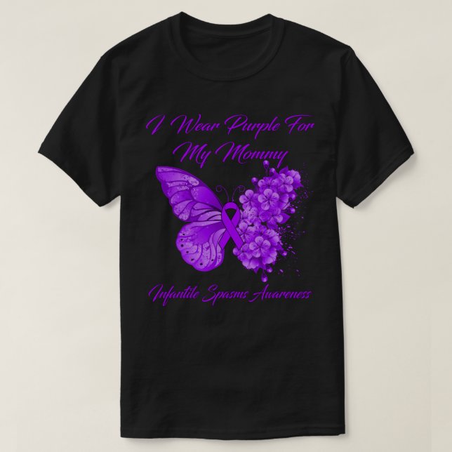 Butterfly I Wear Purple For My Mommy Infantile Spa T-Shirt (Design Front)