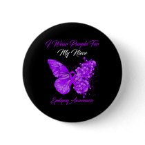 Butterfly I Wear Purple For My Niece Epilepsy Awar Button