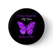 Butterfly I Wear Purple For My Niece Epilepsy Awar Button