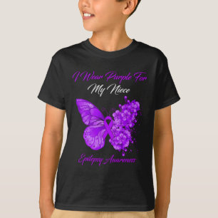 Butterfly I Wear Purple For My Niece Epilepsy Awar T-Shirt
